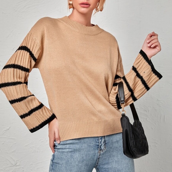 Drop Shoulder Striped Sleeve “Sweater” - Picture 2 of 3